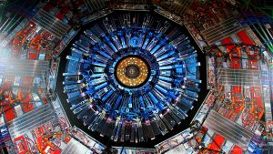 Large Banner showing the cross-section of CERN's heaviest particle detector, the Compact Muon Solenoid.